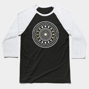 Moon Mandala White Baseball T-Shirt